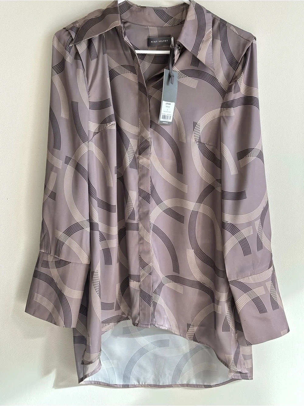 NWT Mint Velvet Remi Geo Print Shirt Size S Long Sleeve Geometric Blouse